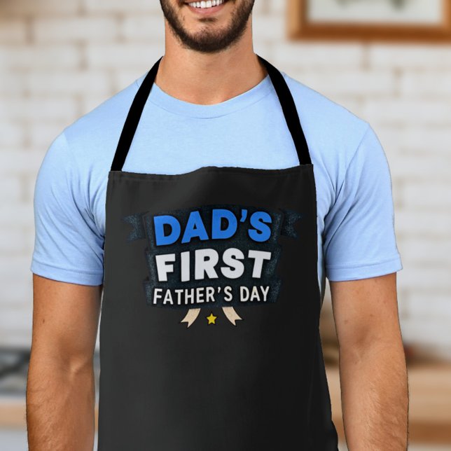 Delantal Apron de cocina negra del primer día del padre de  (Perfect apron for Dad's First Father Day!)