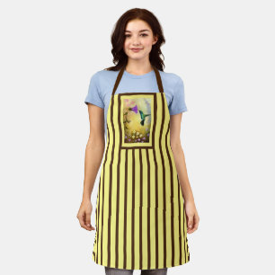 Delantal Apron de colibrí rayado amarillo (medio)