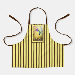 Delantal Apron de colibrí rayado amarillo y marrón infantil