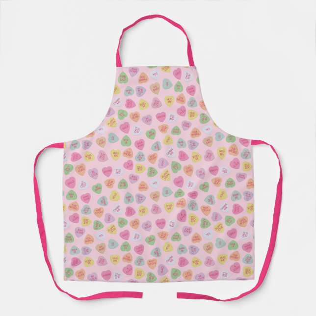 Delantal Apron de corazones de golosinas rosadas (Anverso)