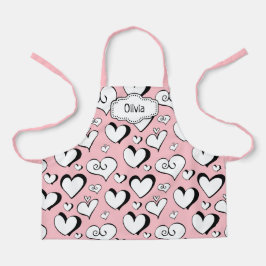 Delantal Apron de corazones rosados personalizados