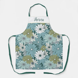 Delantal Apron de Daisy Azul de impresión todo sobre,