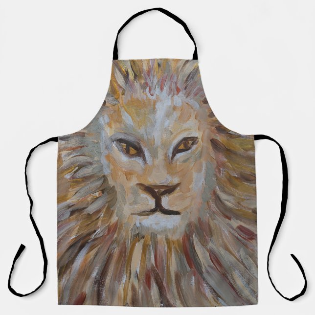 DELANTAL APRON DE DISEÑO DE LEONES DE PAULA REILLY. (Anverso)