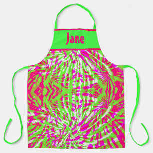 DELANTAL APRON DE DISEÑO DE TIE-DYE DE COLOR ROSA Y VERDE A