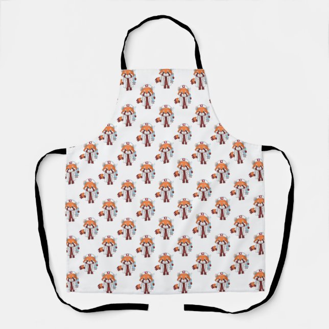 Delantal Apron de enfermeras pandas rojas (Anverso)