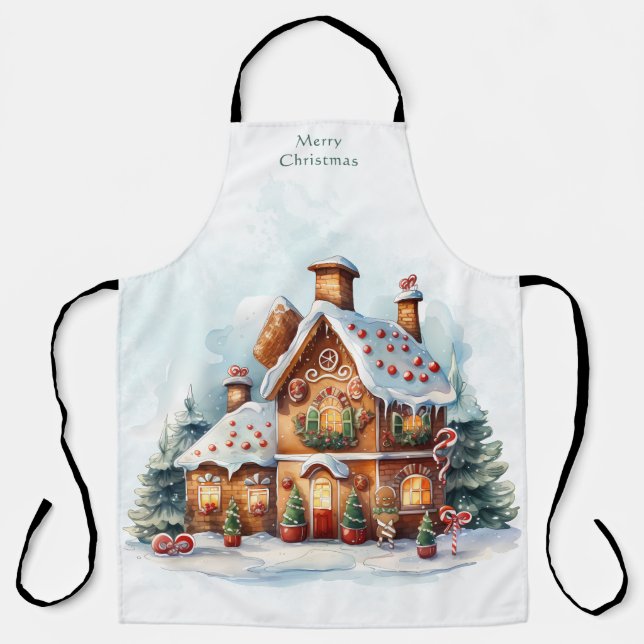 Delantal Apron de feriado para Navidades de la casa Gingerb (Anverso)
