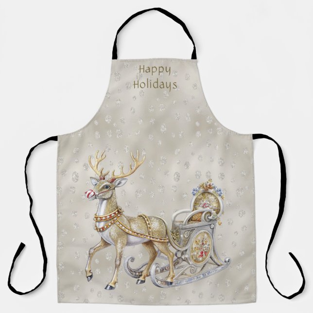 Delantal Apron de Fiestas de Reindeer Sleigh (Anverso)