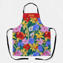 Apron de flores pintadas de Frida Kahlo