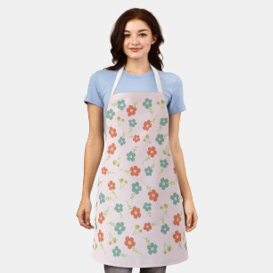 Delantal Apron de flores rosas y azules - Floral fresca