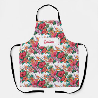 Delantal Apron de flores tropicales personalizadas