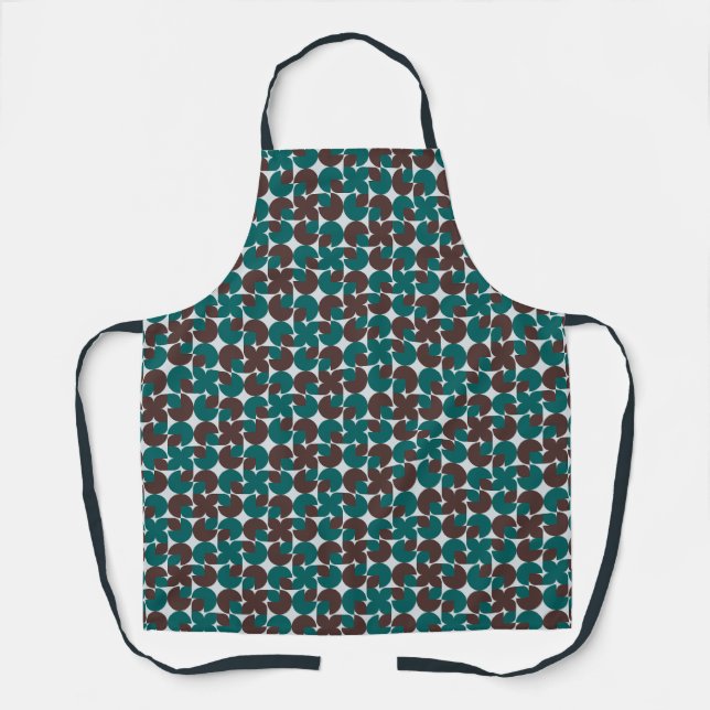 Delantal Apron de formas orgánicas retro verde azuladas y m (Anverso)