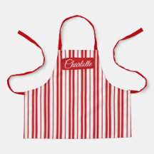 Apron de franja roja y blanca de navidades