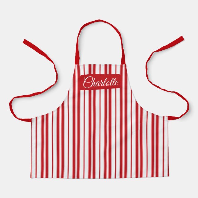 Delantal Apron de franja roja y blanca de navidades (Anverso)