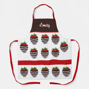 Delantal Apron de fresa cubierta de chocolate con bonito
