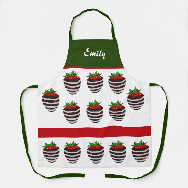 Delantal Apron de fresa cubierta de chocolate con bonito (Anverso)