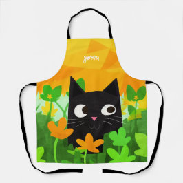 Delantal Apron de gato negro floral y lindo para los amante