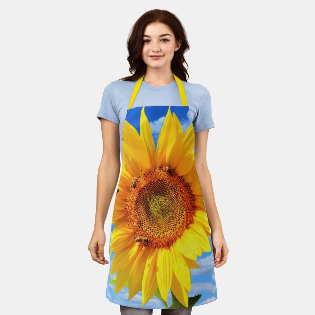 Delantal Apron de girasol y abejas (Gastado)