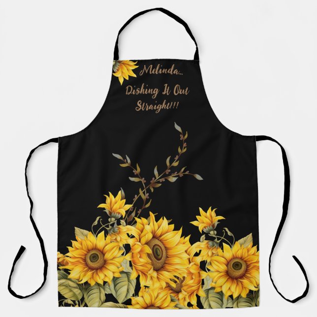 Delantal Apron de girasoles y citas de moda (Anverso)