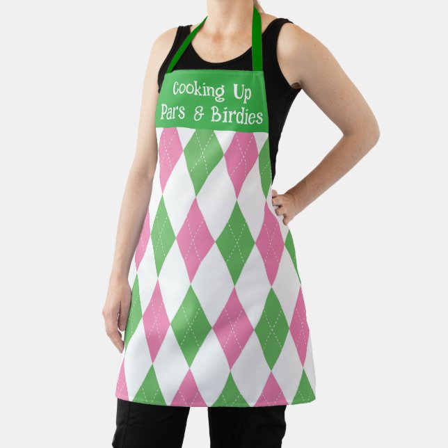 Delantal Apron de golf rosa y verde argelyle - Personalizad (in situ)