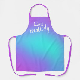 Delantal Apron de gradiente Verde azulado y púrpura con cre
