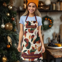 Apron de hojas abstractas de otoño con nombre pers
