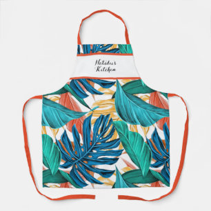 Delantal Apron de hojas tropicales de plátano coloridas de