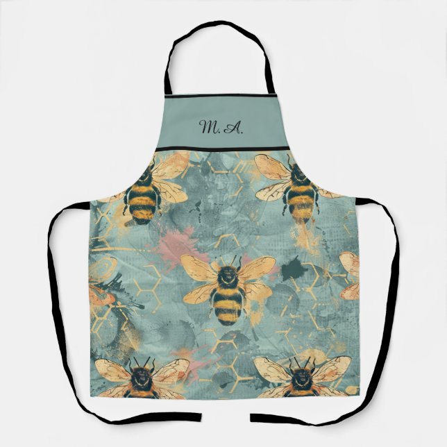 Delantal Apron de Honeycomb azul personalizado (Anverso)