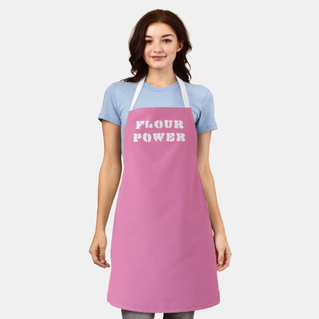 Delantal Apron de horneado rosado con poder de harina (Gastado)