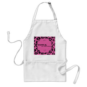 Delantal Apron de impresión animal de leopardo negro rosa