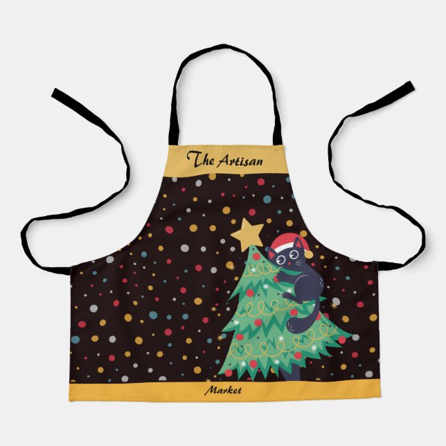 Delantal "Apron de impresión completa de árbol navideño de  (Anverso)
