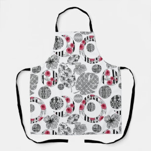 Delantal Apron de impresión completa, rojo y negro, afilado