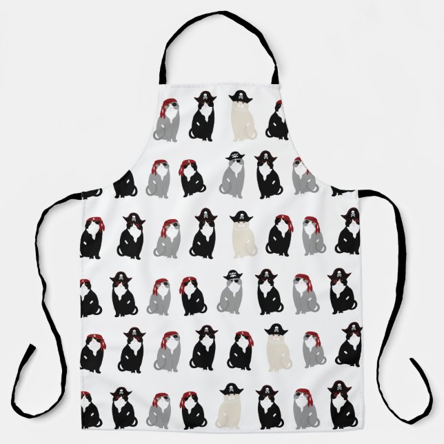 Delantal Apron de impresión de alamante de gato pirata (Anverso)