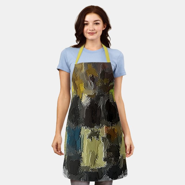 Delantal Apron de impresión de botella de vino todo sobre (Gastado)