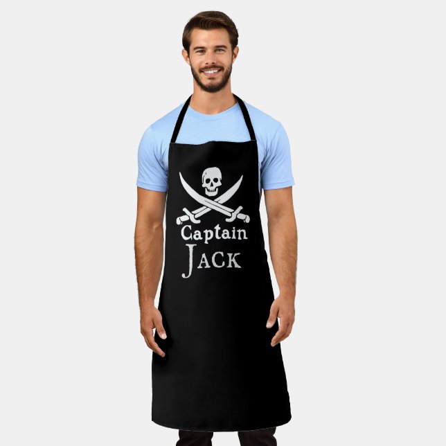 Delantal Apron de impresión de Capitán Pirata Personalizado (Gastado)