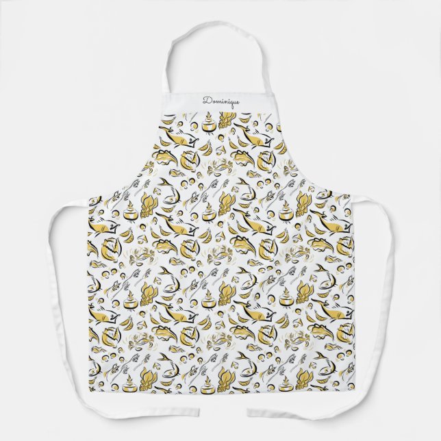 Delantal Apron de impresión de dibujos de alimentos moderno (Anverso)