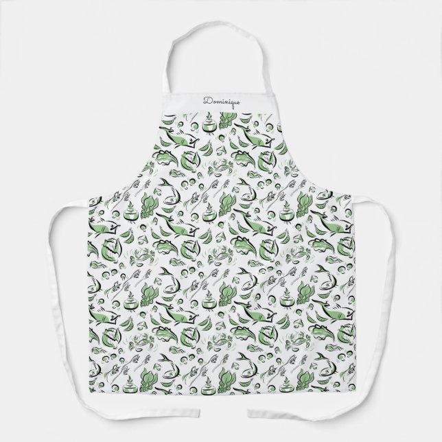 Delantal Apron de impresión de dibujos de alimentos moderno (Anverso)