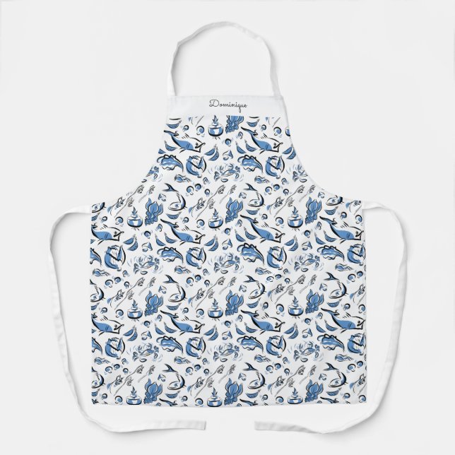 Delantal Apron de impresión de dibujos de alimentos moderno (Anverso)