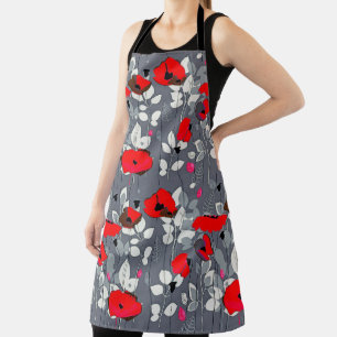 Delantal Apron de impresión de flores rojas en todo el mund