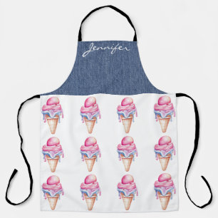 Delantal Apron de impresión de helado de postre de cono