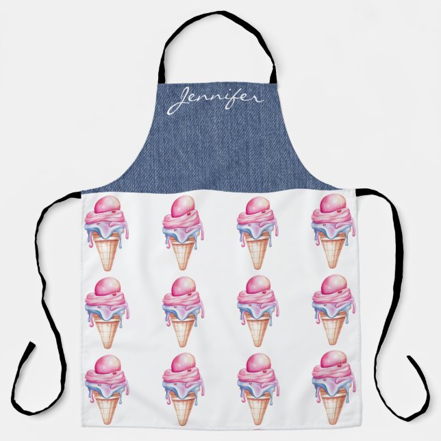 Delantal Apron de impresión de helado de postre de cono (Anverso)