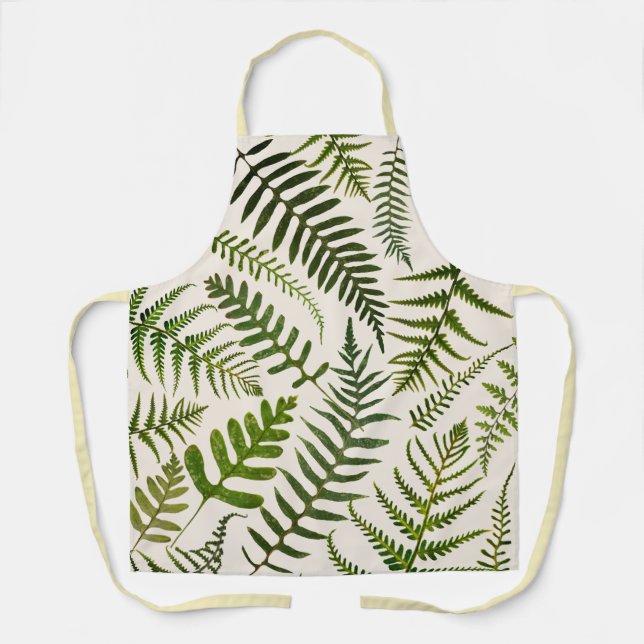 Delantal Apron de impresión de helecho verde botánico, (Anverso)