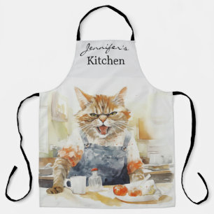 Delantal Apron de impresión de mascota de gato enojado