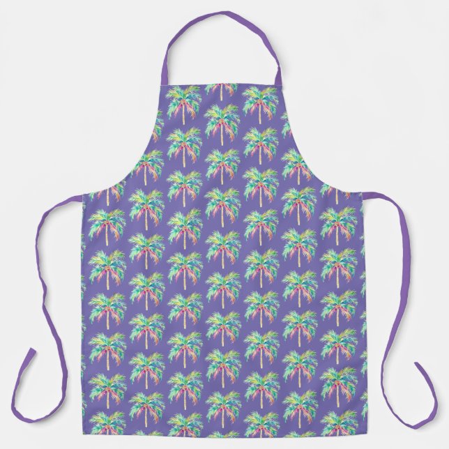 Delantal Apron de impresión de Palm Purple All-Over en Isla (Anverso)