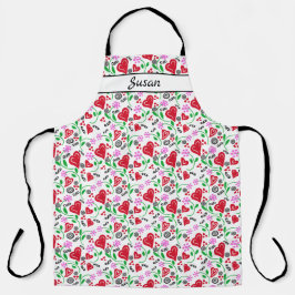 Delantal Apron de impresión en todo el mundo con flores ros