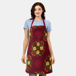 Delantal Apron de impresión floral de magnolia roja