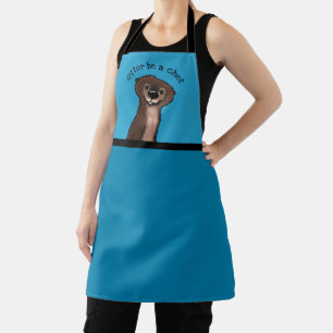 Delantal Apron de impresión general de KiniArt River Otter