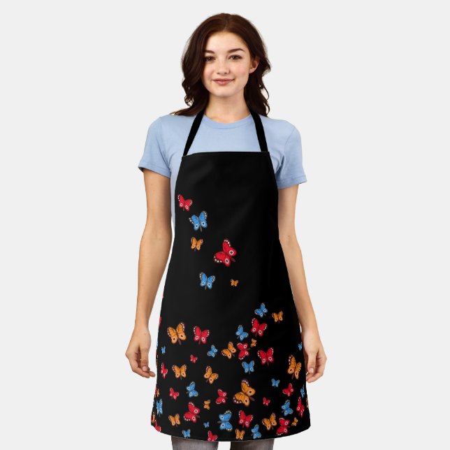Delantal Apron de impresión general de las mariposas tricol (Gastado)