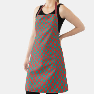 Delantal Apron de impresión general de patrón verde rojo pe