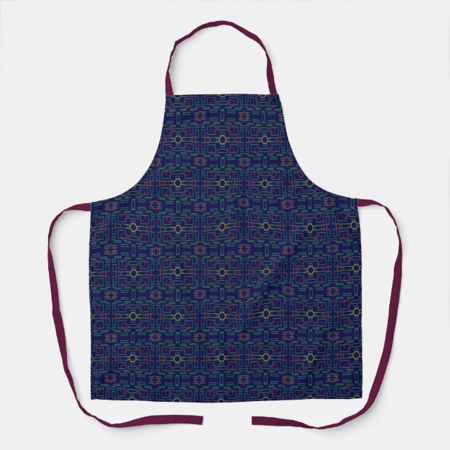 Delantal Apron de impresión general geométrico azul oscuro (Anverso)