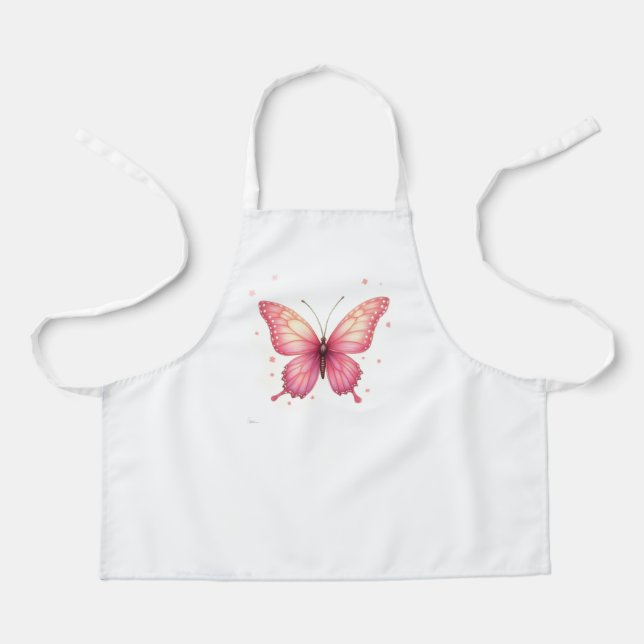 Delantal Apron de impresión integral con mariposa rosa (Anverso)